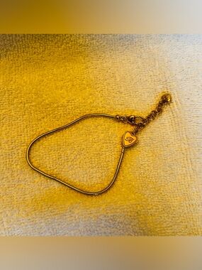 Brighton - Gold Tone Heart Charm Snake Chain Bracelet - Women Jewelry